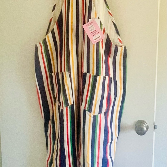 NWT Lucy & Yak Reuben Dungarees Organic Twill Brighton Stripe Size 22L - Picture 10 of 11